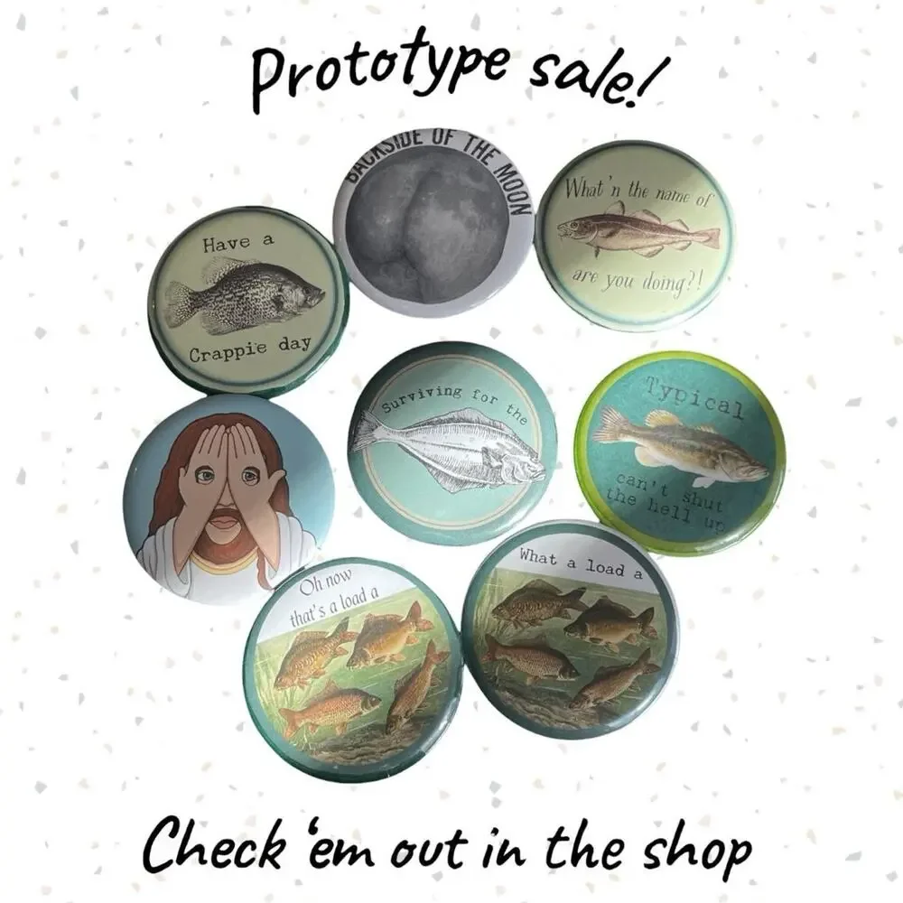 Just for the Halibut Fish Button Funny Fisherman Snarky Circle Pin Outdoor Gift